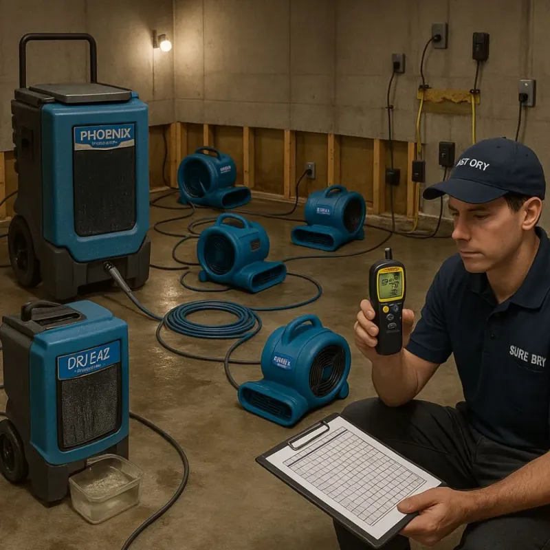 Structural Drying and Dehumidification process in South Hutchinson, KS